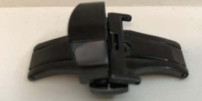 FALTSCHLIEßE UHRENARMBAND-LEDERBAND CLASP IN SCHWARZ  MIT DRÜCKER