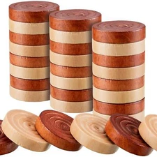 24 pieces wooden checkers 1.06 inch wood checkers pieces stackable with drawstri
