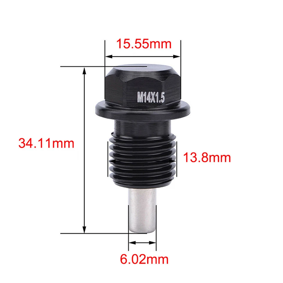 M14*1.5 Magnético Motor Tapón de Drenaje de Aceite Tuerca Tornillo Perno de Drenaje de Aceite Tuerca de Sumidero Negro Foto 3 de 4