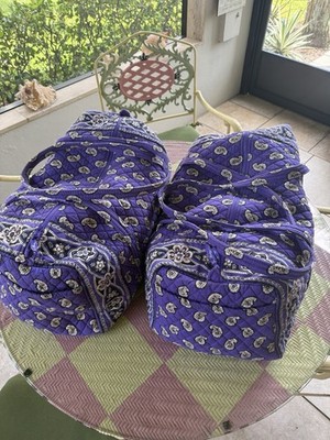 TWO Vera Bradley Cotton Tote Bags Simple Violet Retired Pattern   