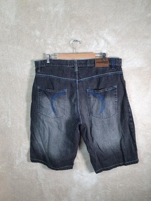 Evolution in Design bestickt Y2K Baggy Shorts W42 grau Jorts Herren PA1719