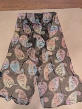 Alyssa Sheer Black Paisley Scarf with Pastels