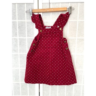 Blueberi Boulevard Red Polka Dot Overall Dress 4 Corduroy Jumper Family Photos