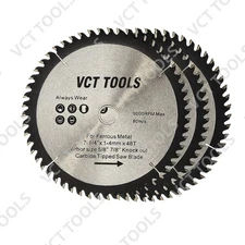 3-Pack 7-1/4" 48T Carbide Tipped Circular Saw Blade Ferrous Metal