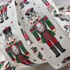 NUTCRACKER Ribbon Wired 10 yards X 2.5  Wide Silver Glitter New