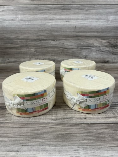 4 Moda Jelly Rolls - Bella Solids- Cream 40 x 2.5" strips x 42/44" 100% Cotton