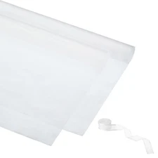 20Sheets Flower Bouquet Wrapping Paper 1 Roll Ribbon White