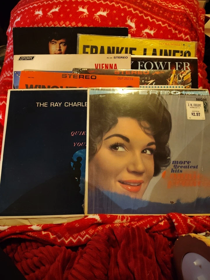 8 EXC Vintage LPs Connie Francis J.M. Fields Sticker + 3 RARE Catalog Sleeves - Image 2 of 4