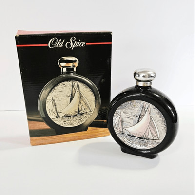 Vintage Old Spice Commemorative Flask Decanter ''Magic 1870'' After Shave With Box