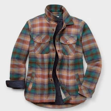 DU.LUTH Women's Folklore Flannel Insulated Shirt Jac, Bison Brown Ombre Plaid
