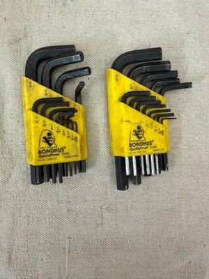 Lot of 2 Vintage Bondhus SAE Allen Wrench Sets Pat 3997053 USA Hex Keys Yellow