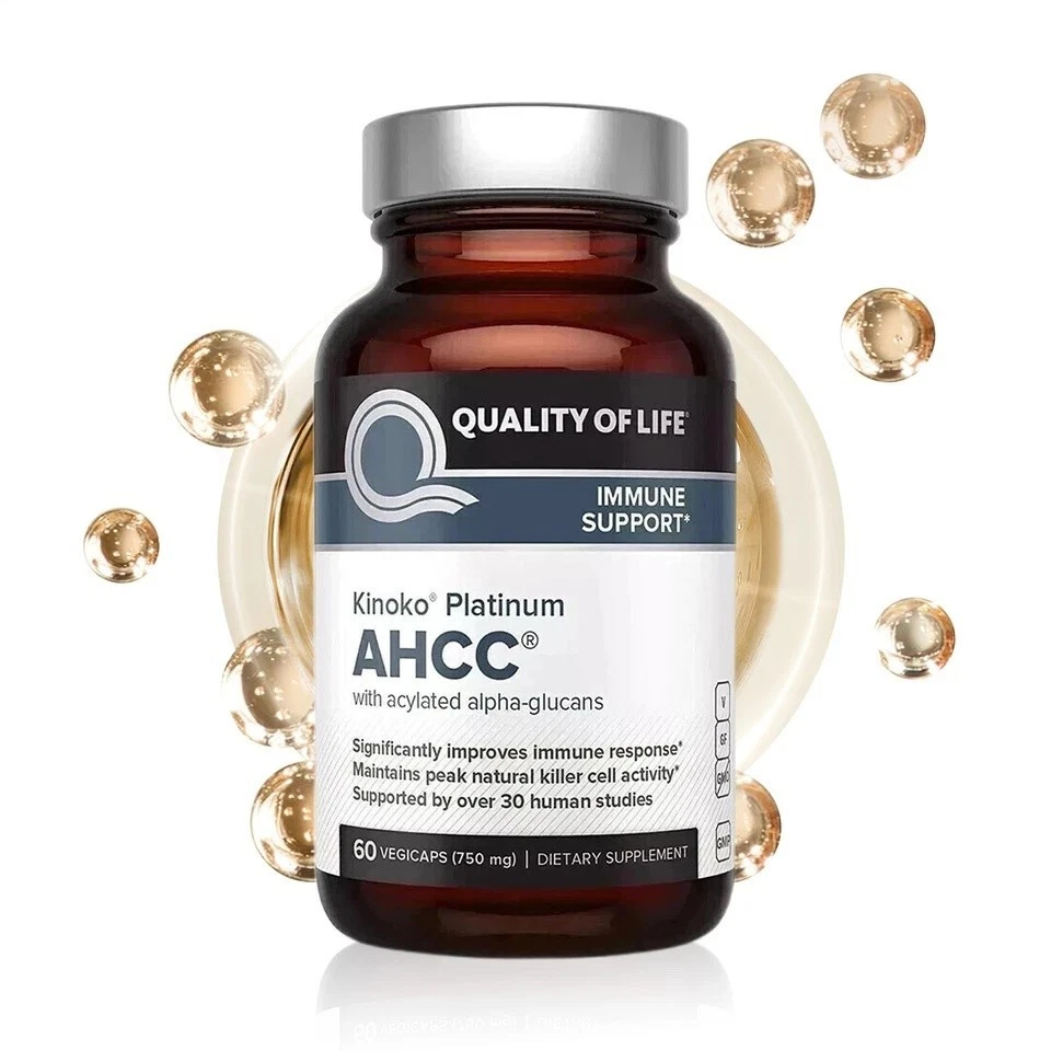 MARKENLOS Kinoko Platinum AHCC Supplement, QUALITY OF LIFE –750mg of AHCC, 60 Vegicaps