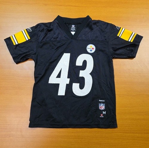 Troy Polamalu #43 Pittsburgh Steelers Kids Reebok Black Jersey Medium - Picture 1 of 6