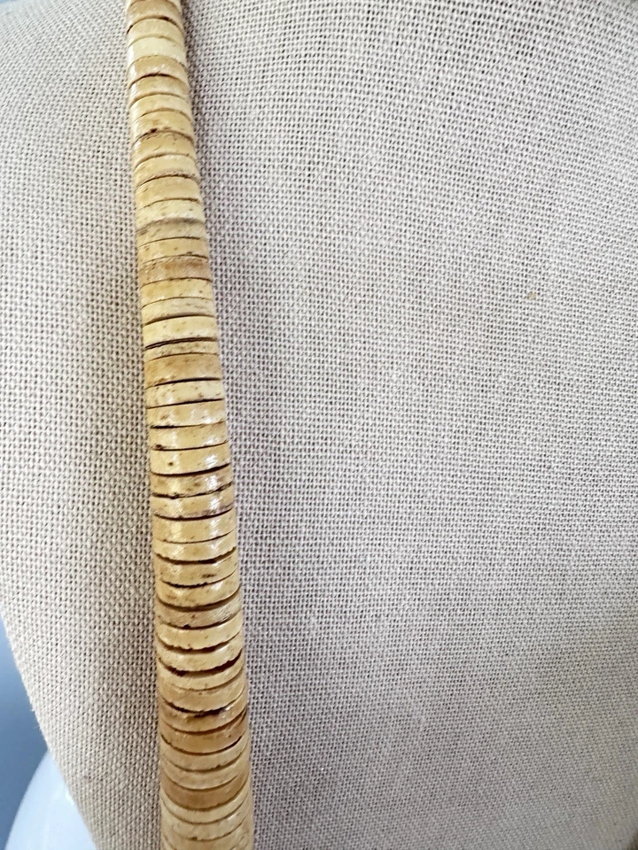 "Enorme collar de disco vintage graduado Heishi con cáscara de coco 31""" Foto 3 de 4