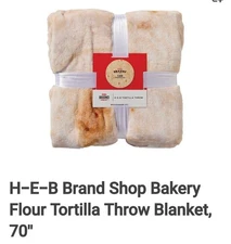 HEB Bakery Flour Tortilla Throw Blanket  70" Round H-E-B Brand Shop Texas NWT