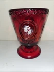 Fenton Ruby Glass Compote Vase Artist P. Alexander Signed