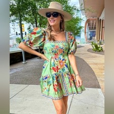 FARM Rio Bright Yard Green Mini Dress