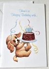 Vintage Birthday Card Current Inc Morehead Cute Puppy with Cake and Streamers