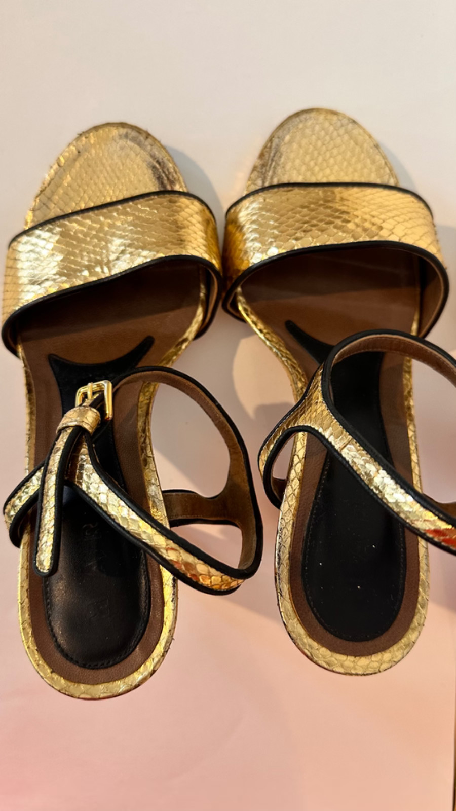 Marni Gold shoes / Python- effect platform heels … - image 7