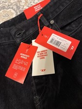 Diesel High Rise Straight Leg Denim Jeans Black Regular Fit Men's