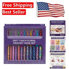 Gorgeous 12 Ergonomic Crochet Hooks with Floral Handles - Ideal for All Projects
