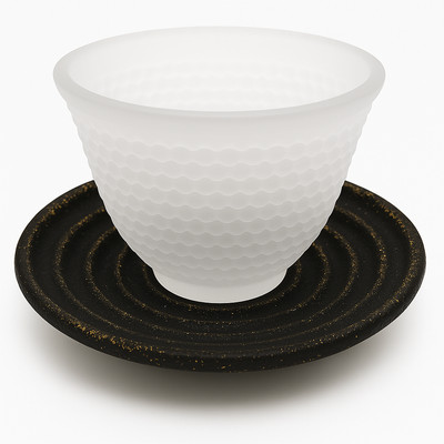 Ronnefeldt x Maoci - Frosted Glass Tea Cup (with optional Cast Iron Saucer)