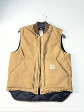 Carhartt V01 BRN Vest Mens Large Brown Arctic Quilt Lined Made USA Vintage