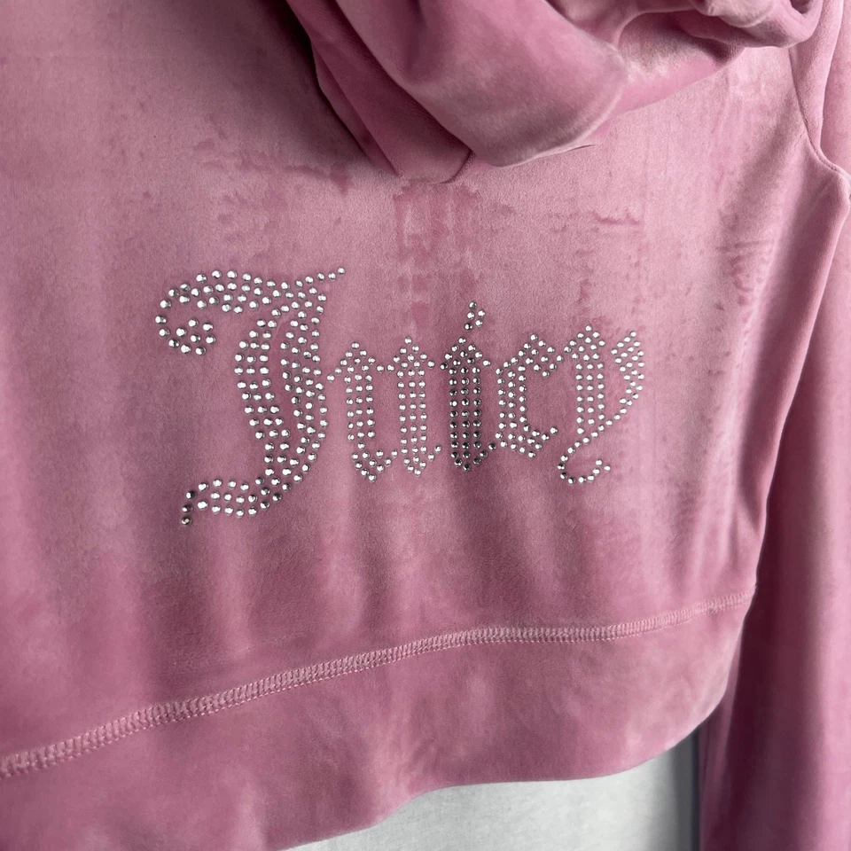 Sudadera con Capucha Juicy Couture Mujer Pequeña Y2K Rosa Terciopelo Cremallera Deslumbrante Foto 4 de 4