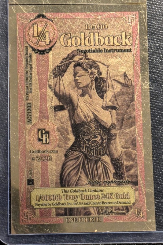 Lot of (18): 2026 Idaho 1/4 GOLDBACK NOTES (each is 1/4000th Oz. 24 K GOLD!!) 🔥