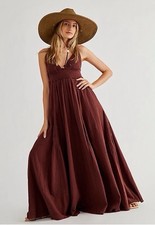 Free People Heat Haze Maxi Dress XS Wine/Burgundy boho Beach Dress NWT