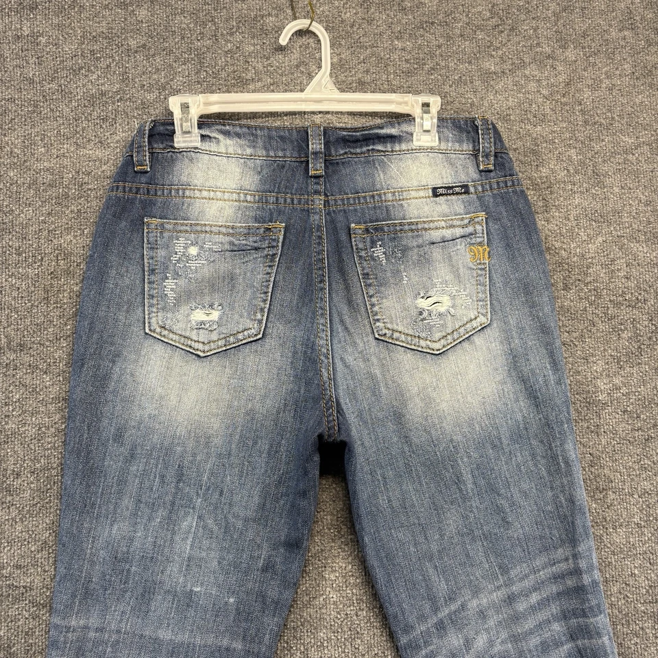 Pantalones de mezclilla Miss Me Jeans para mujer 30 Boyfriend Capri desgastados con bigotes Foto 4 de 4