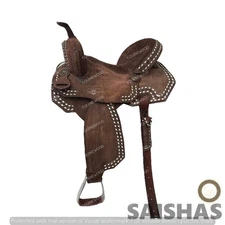 Premium Barrel Racing Western Leather Saddle Set Hand Tooled with Free Tack