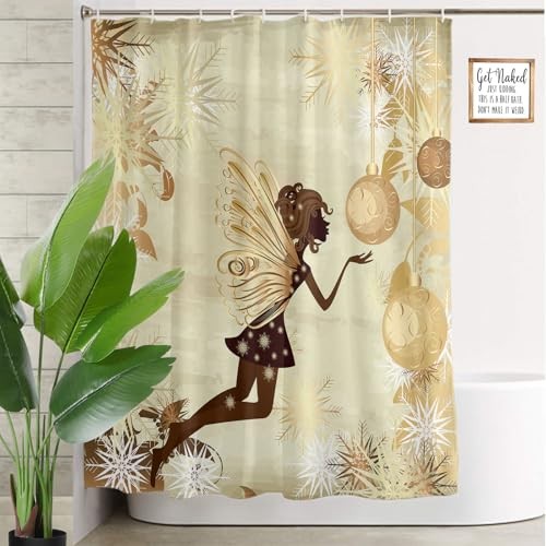 Fairy Shower Curtain 72x72 Inch Bathroom Curtains Butterfly Girl Golden - Bild 2 von 7