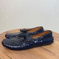 Scarpe da auto blu navy mocassini mocassini punta croc scarpe da guida uomo UK8