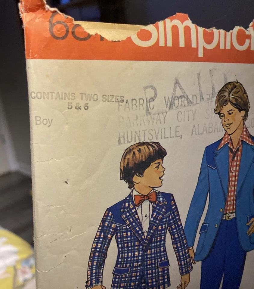 Men Teen Boy Simplicity Sewing patterns ~ 2 sizes patter # 6818 ~ sizes 5&6 - Image 3 of 4