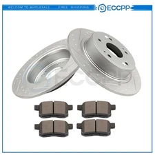 Rear Brake Rotors Discs And Ceramic Pads Kit Fits Acura TSX 2009 - 2010 Slotted