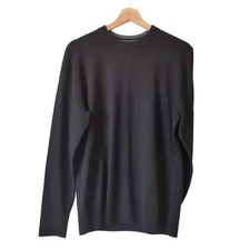 SmartWool Long Sleeve Sweater Black Wool Blend Mens Shirt Crew neck Medium EUC