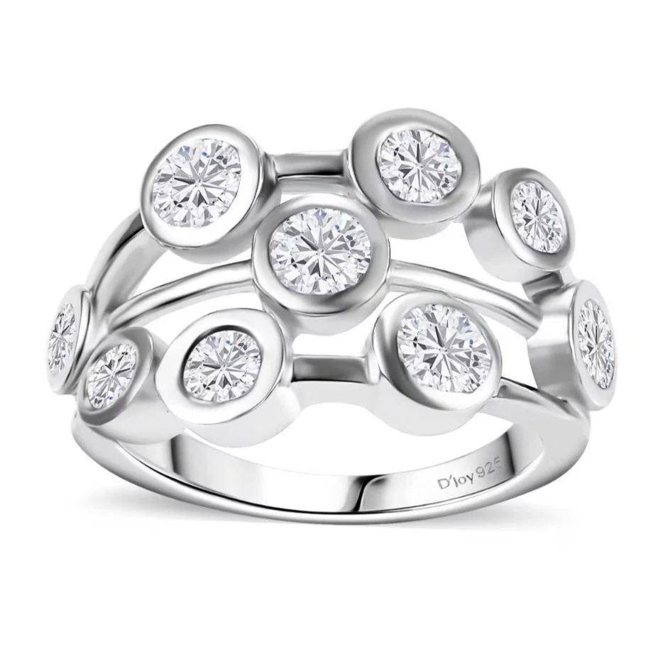 J Francis Bubbles Ring Sz8   w/ Zirconia by Swarovski Rhodium On Sterling Silver - Image 4 of 4