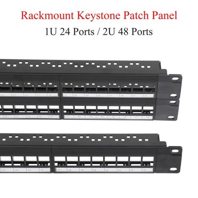 19 Zoll Leere Patchpanel 24/48 Port 1U/2U mit Kabelmanagement