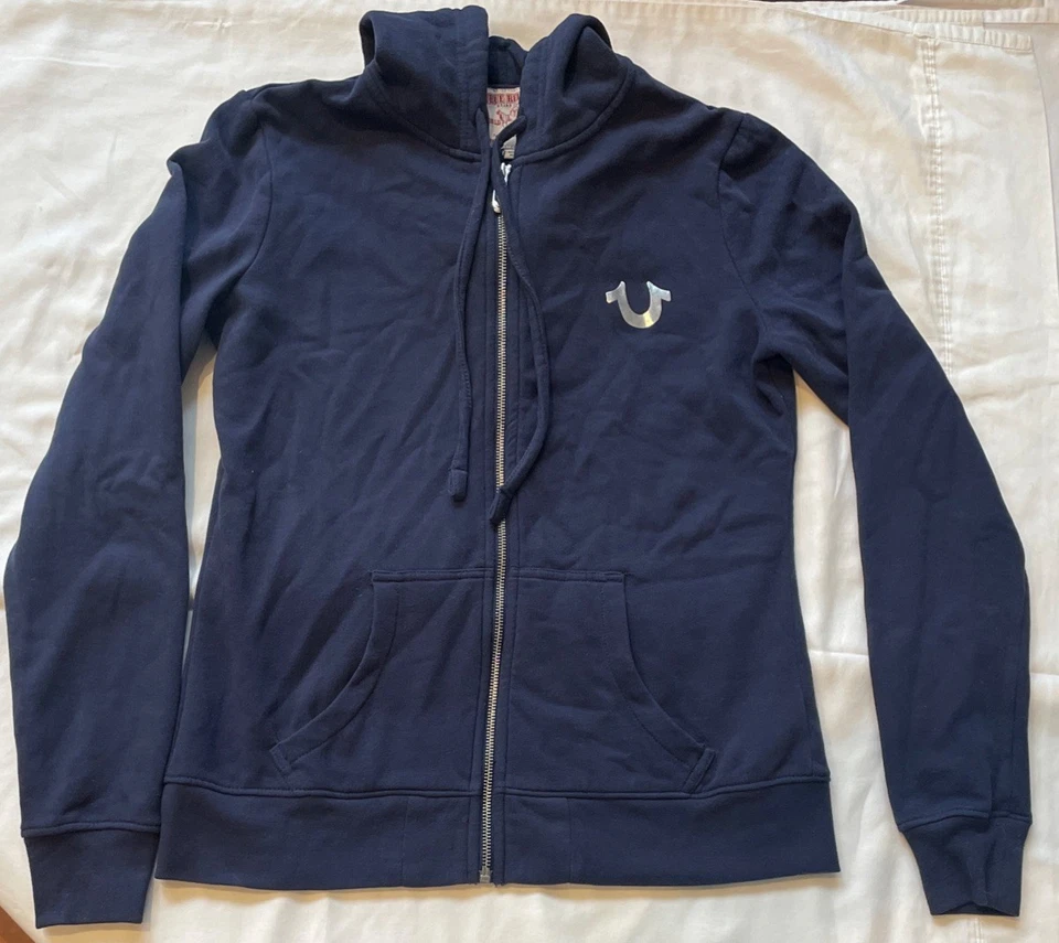 Sudadera con capucha True Religion para mujer clásica con logotipo de Buda azul cremallera completa talla grande Foto 2 de 4