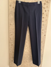 Elie Tahari Women s Navy Virgin Wool Blend Dress Pants Flat Front Straight 2