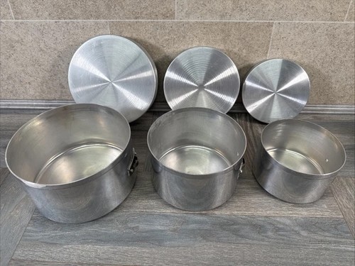 X3 New Tilley Triple Pan Aluminium Camping Set Of Deep Pans With Lids & Handles - Picture 5 of 21