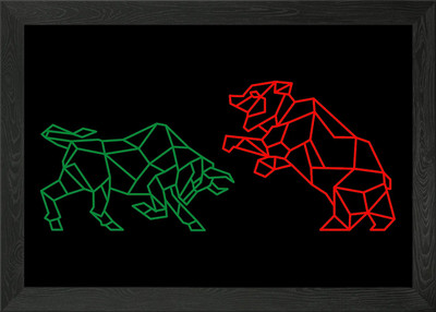 Bull vs Bear Stock Market Gerahmtes Wandbild Poster Leinwanddruck Bild