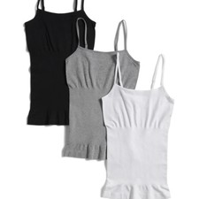 NEW SkinnyGirl 3 Pack Shaping Seamless Camis Size XL NWT Black White HeatherGrey