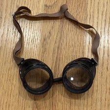 Vintage Industrial Safety Goggles Round Lenses Metal Mesh Side Shields Steampunk