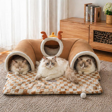 Cat Tunnel Bed for Indoor Cats, Removable Cute Cat Tunnel for Small Large Cats w