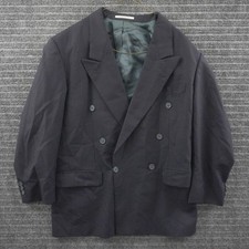 Vintage 80s Yves Saint Laurent Blazer Mens L Navy Blue Pinstripe Double Breasted