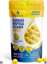 Garbage Disposal Cleaner & Deodorizer Drops 50-Count Lemon Zest Sink Freshener