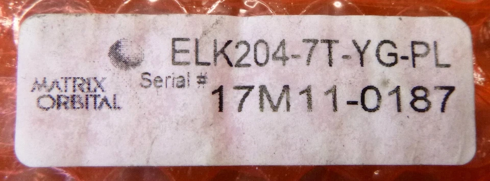 Matrix Orbital ELK204-7Y-YG-PL Externo 20x4 Caracteres LCD HMI con Entrada de Teclado Foto 2 de 4