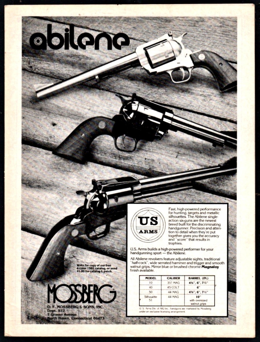 1981 MOSSBERG Abilene Model 10 40 and 50 Revolver Photo PRINT AD